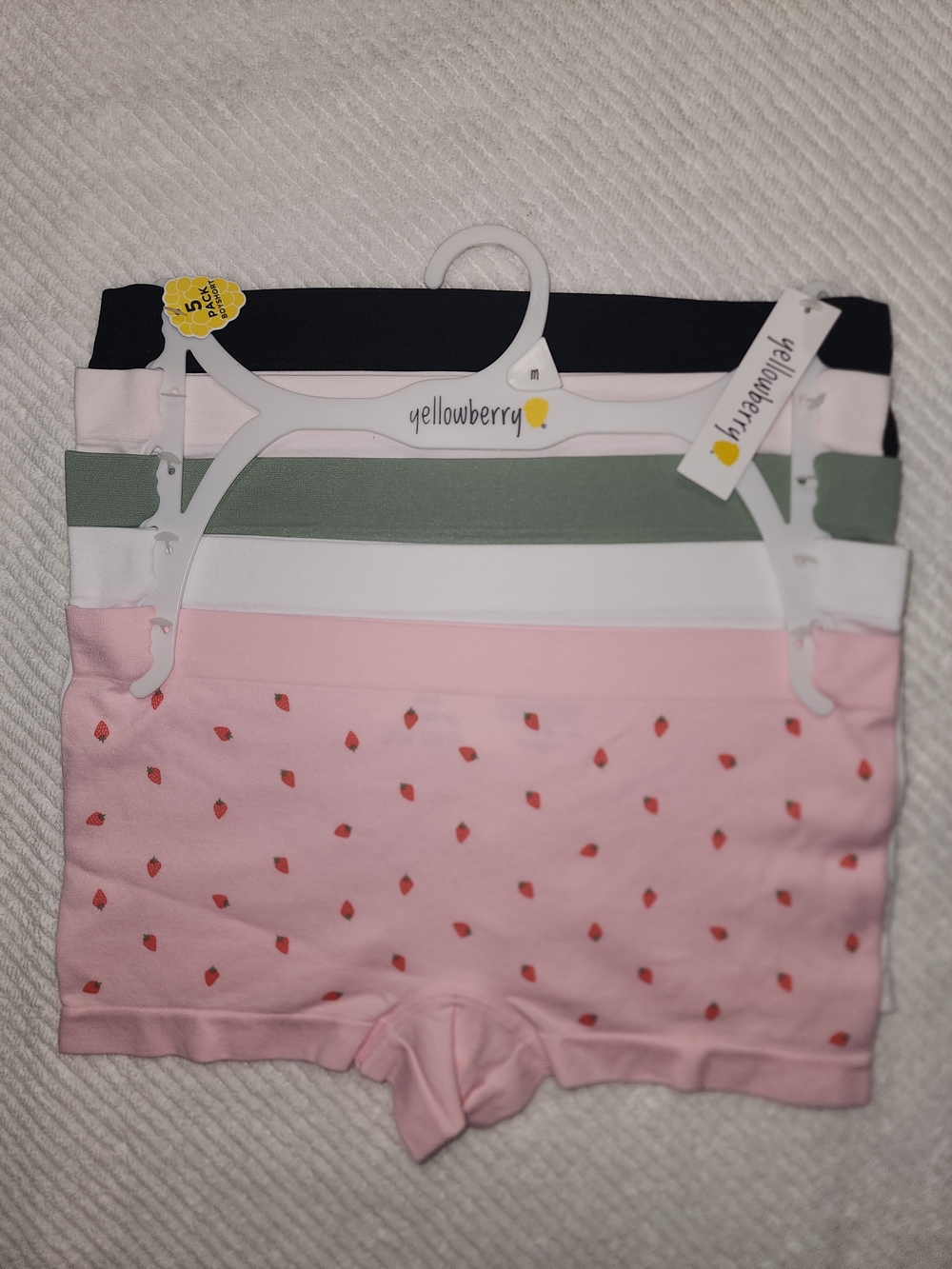 Girls 5-Pack Cotton Boyshorts - Pink, Green, White, Black